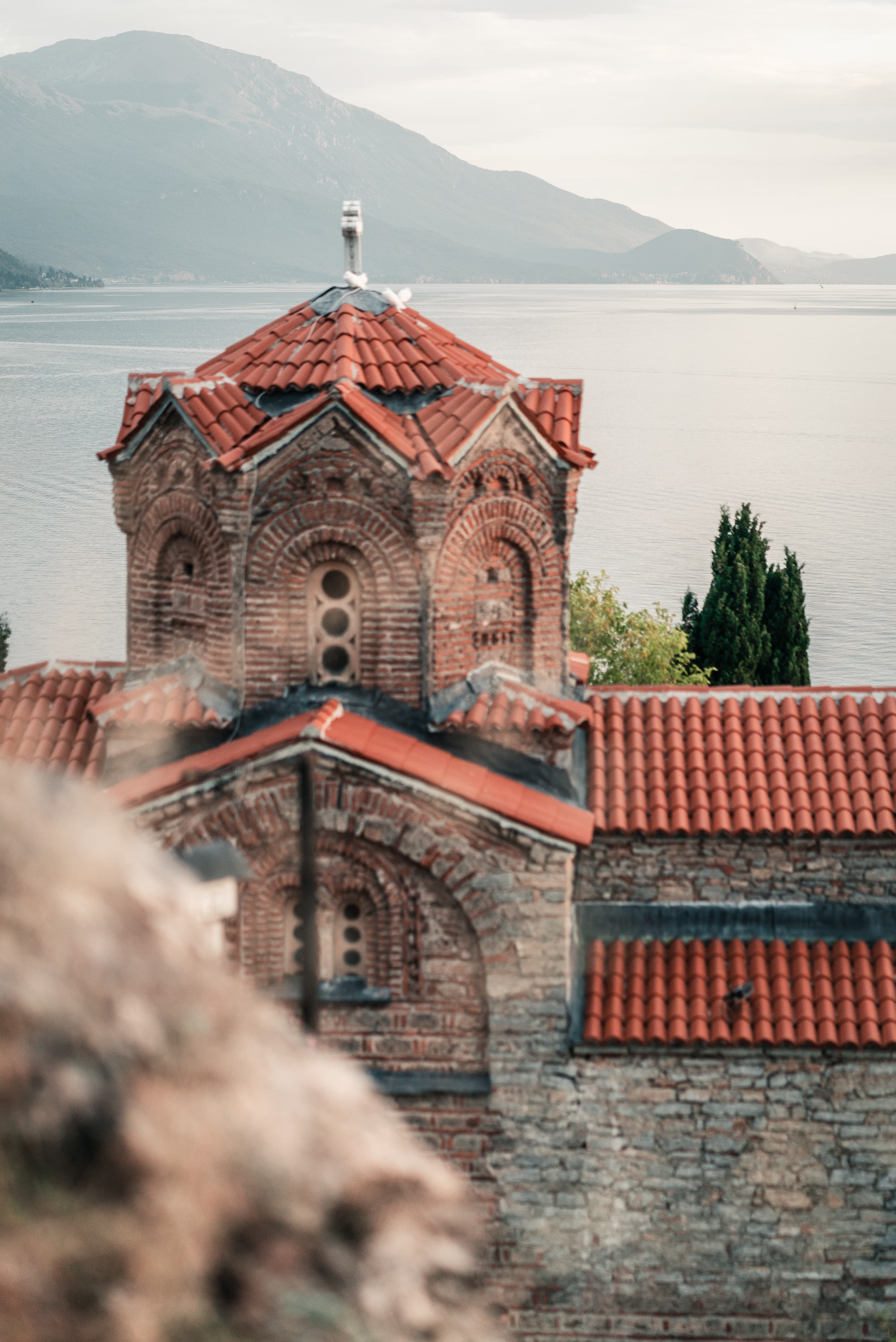 View of the Sveti Jovan Kaneo church at Lake Ohrid, North Macedonia